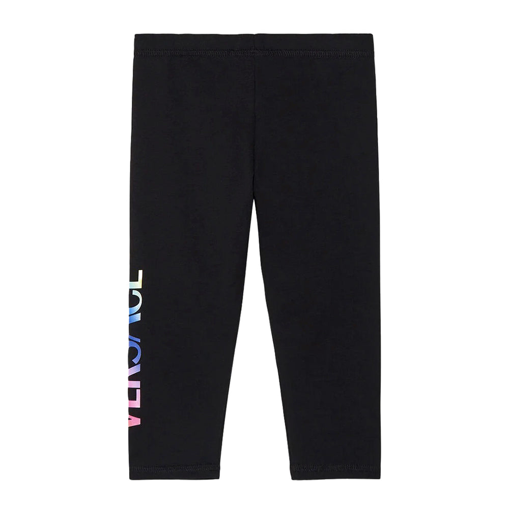 Black Daisy Swoosh Leggings - kids atelier