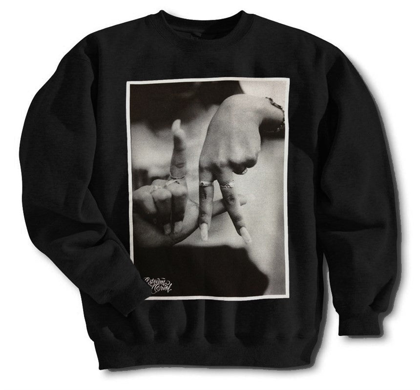 men's black crew neck sweatshirt