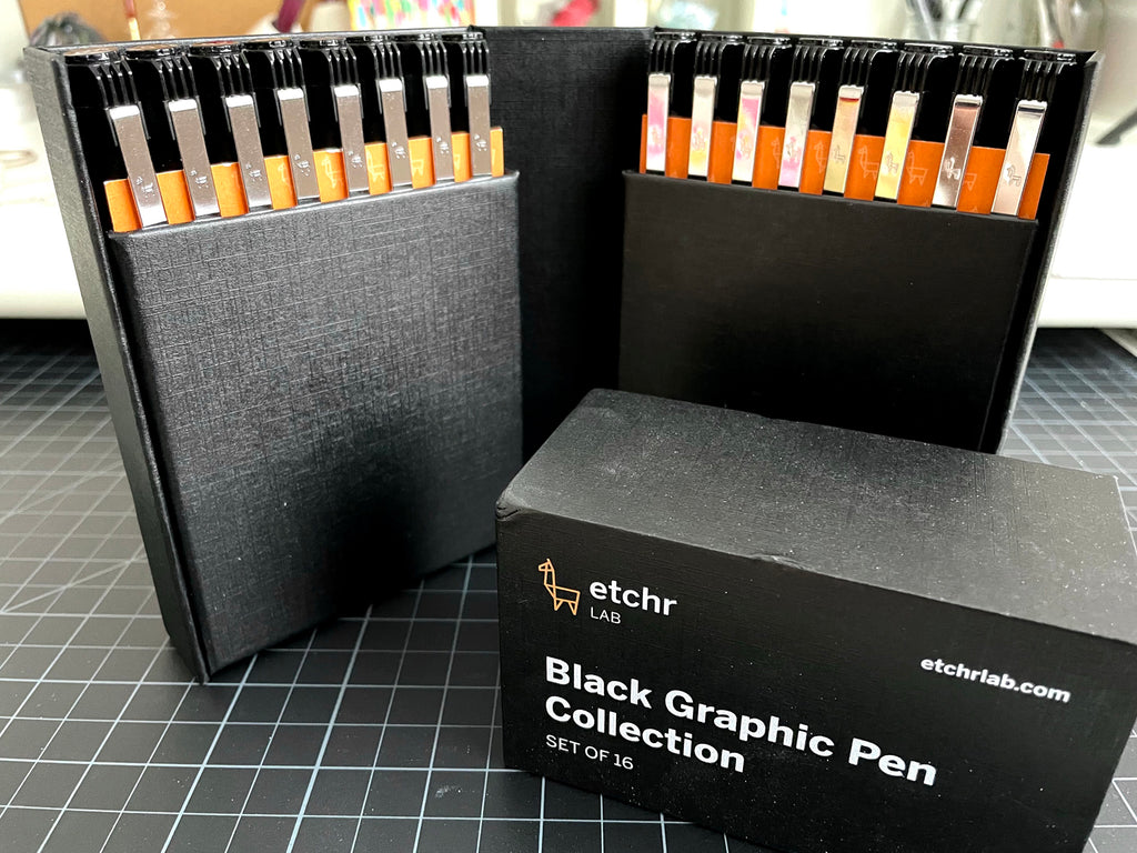 Etchr Black Graphic Pen Collection | Set of 16