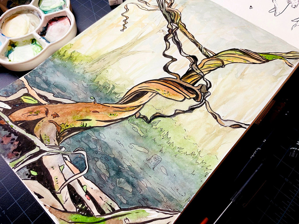 sbwatercolors and sketching: Playing With Color - Ink Drawing from