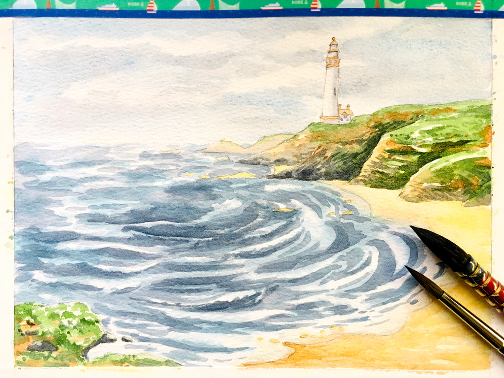 Hope y'all enjoy this seascape! Watercolor in my Etchr Perfect Sketchbook.  : r/Watercolor