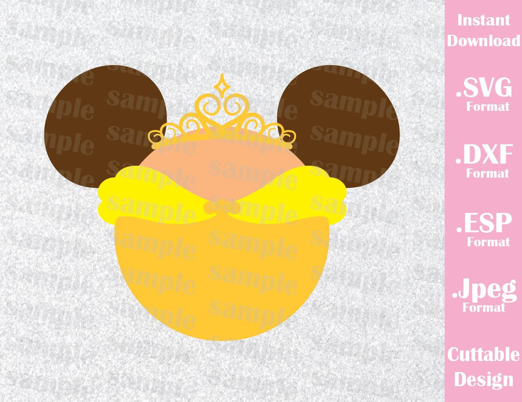 Princess Belle Mickey Ears Inspired Cutting File in SVG ...