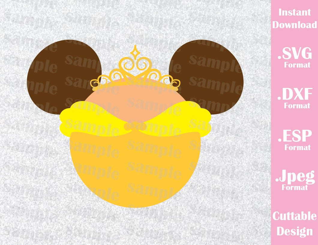 Download Princess Belle Mickey Ears Inspired Cutting File in SVG ...