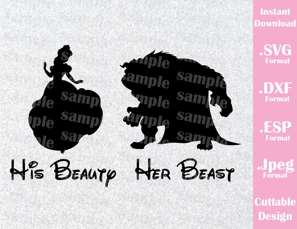 Beauty and the Beast His Beauty Her Beast Cutting File in SVG, ESP, DX