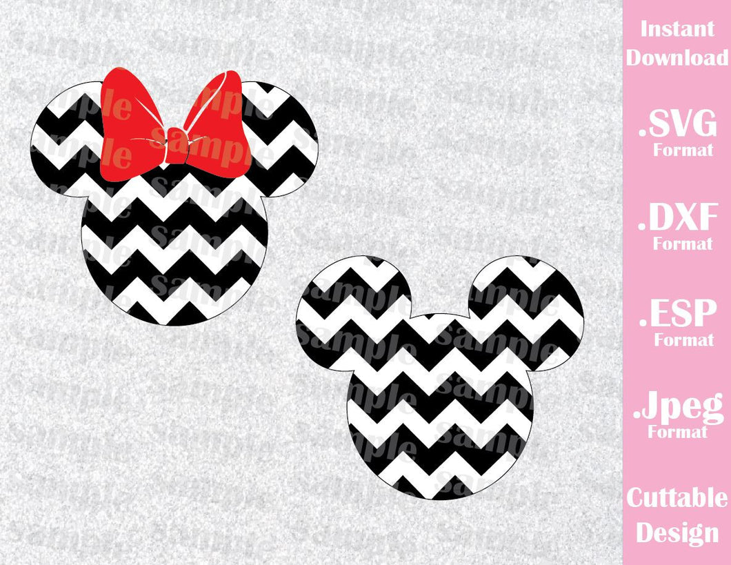 Mickey And Minnie Mouse Chevron Inspired Cutting File In Svg Esp Dxf Ideas With Love