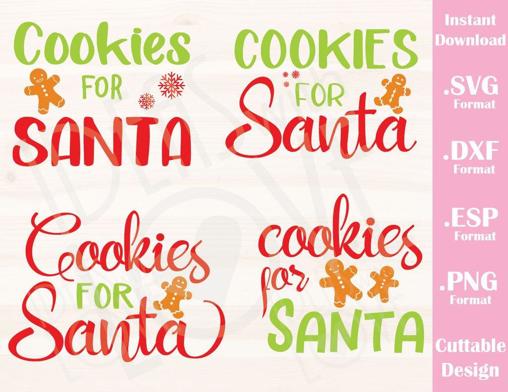 Cookies for Santa Christmas Quote Bundle (Includes 4 Designs) Kids Fam