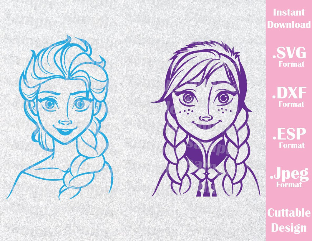 Elsa And Anna Frozen Inspired Cutting File In Svg Esp Dxf And Jpeg F Ideas With Love