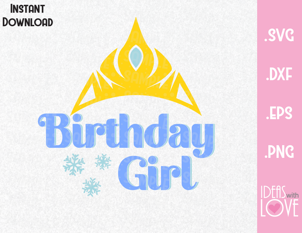 Download Elsa Birthday Gil Frozen Inspired SVG, ESP, DXF, PNG ...