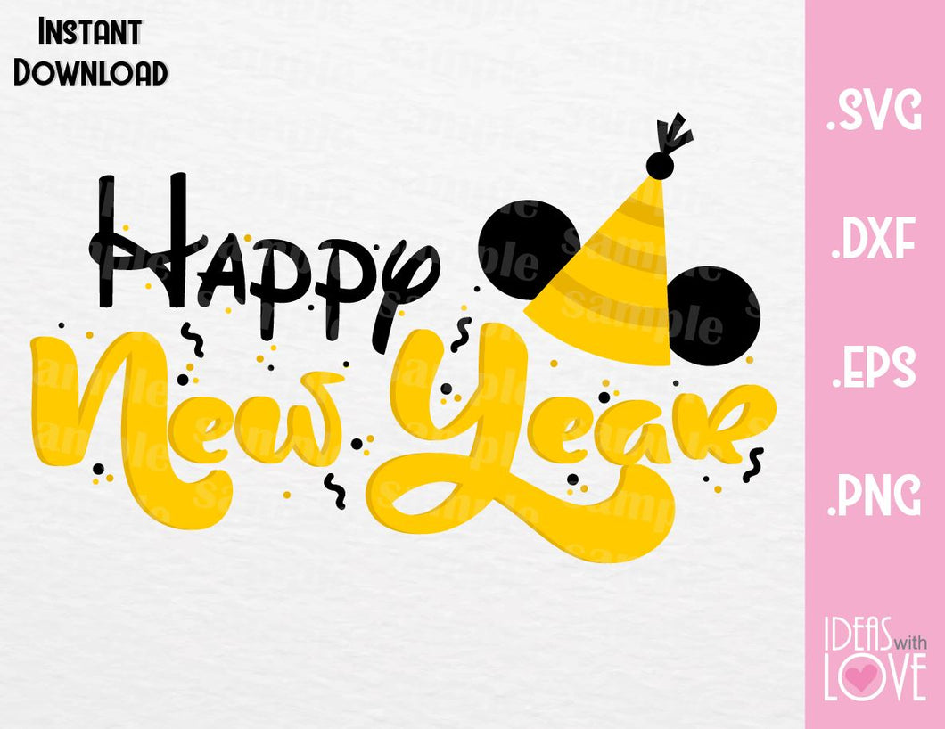 Happy New Year Mickey Ears Inspired Cutting File in SVG ...