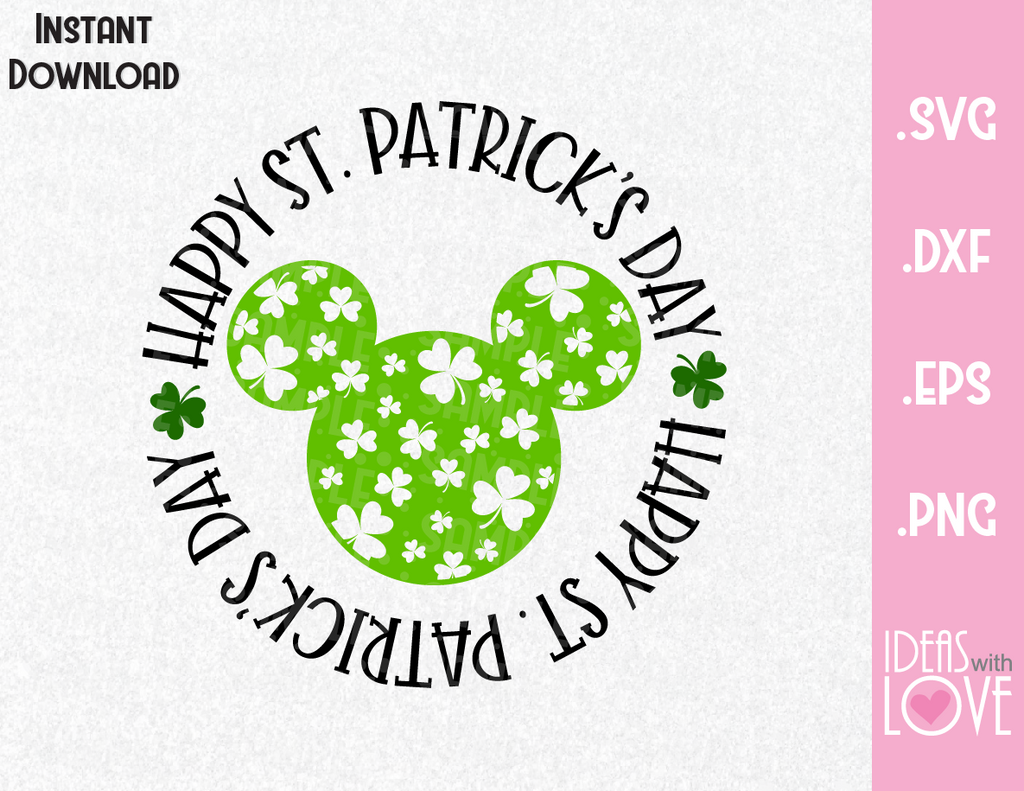 Download Happy St. Patrick's Day Mickey Ears Inspired SVG, EPS, DXF ...