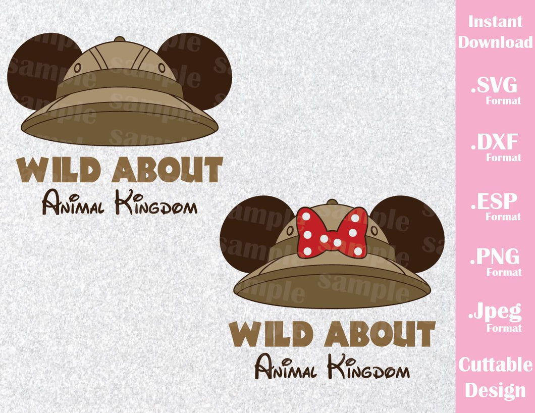 Download Mickey and Minnie Ears Safari Hat Quote Wild About Animal ...