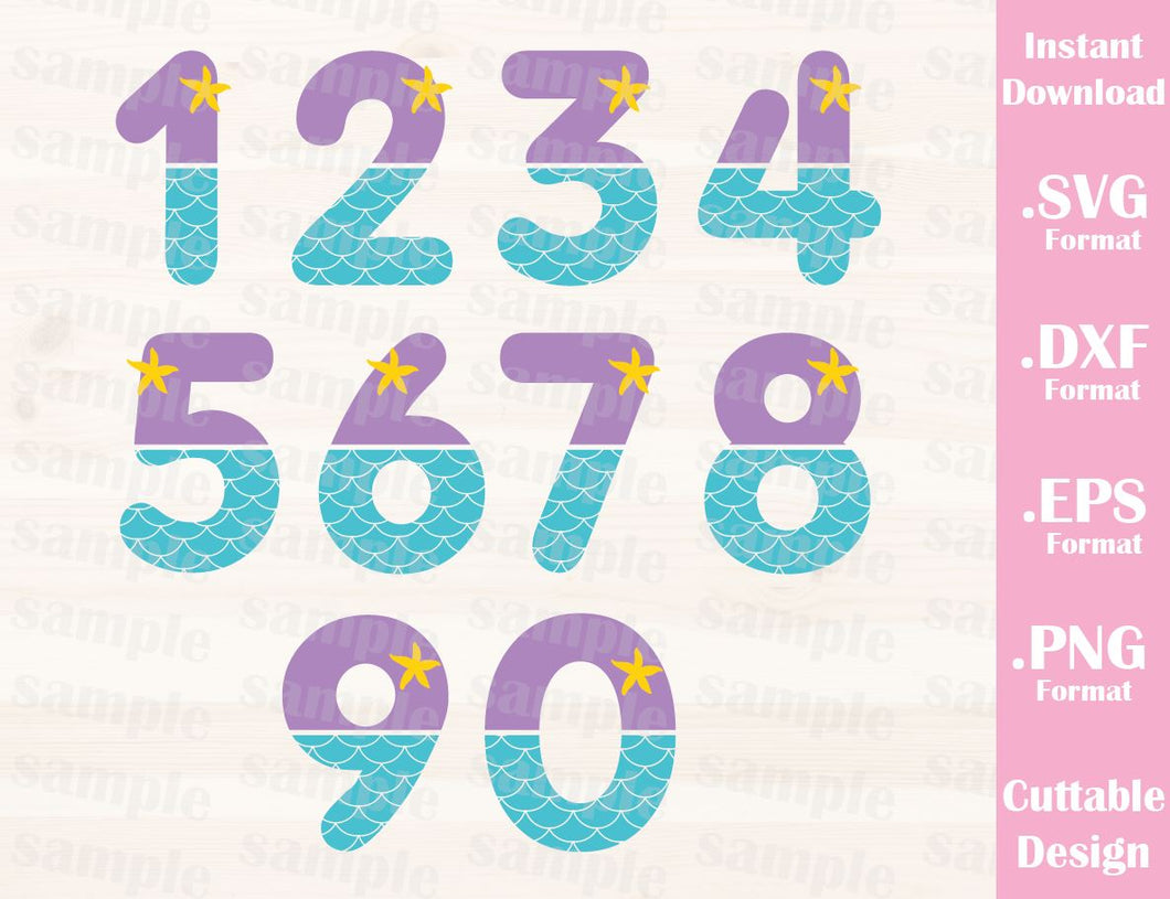 Download Mermaid Numbers Cutting File in SVG, ESP, DXF and PNG ...