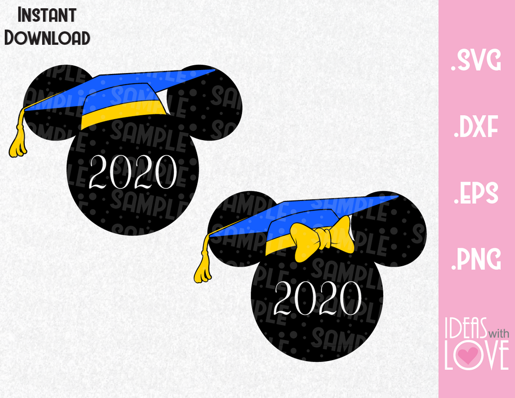 Download Graduation Mickey and Minnie Ears 2020 Inspired SVG, EPS, DXF, PNG For - Ideas with love