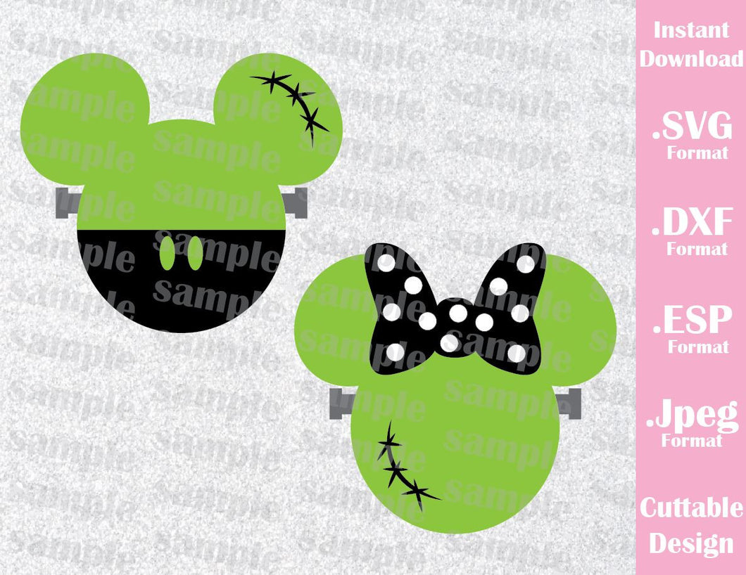 Download Frankenstein Mickey And Minnie Ears Halloween Inspired Cutting File In Ideas With Love