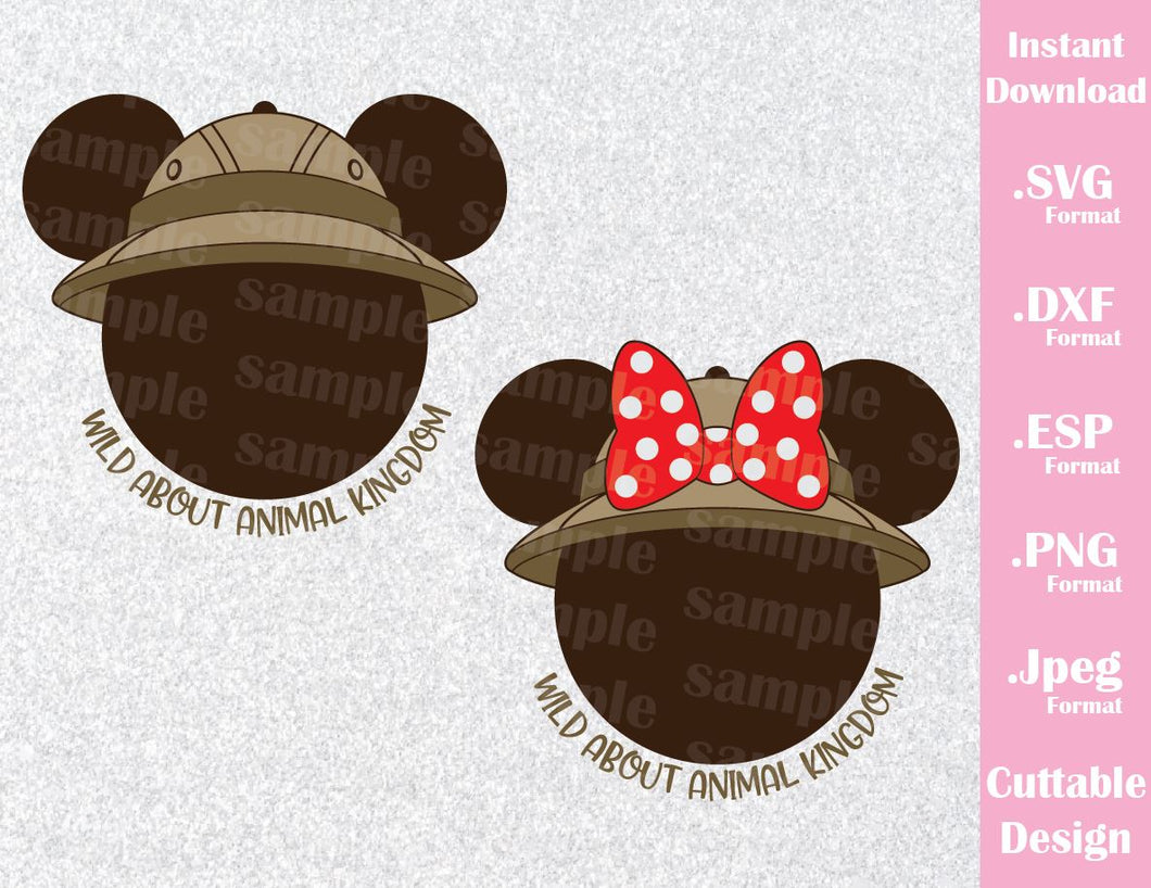 Download Mickey and Minnie Ears Safari Hat Quote Wild About Animal ...