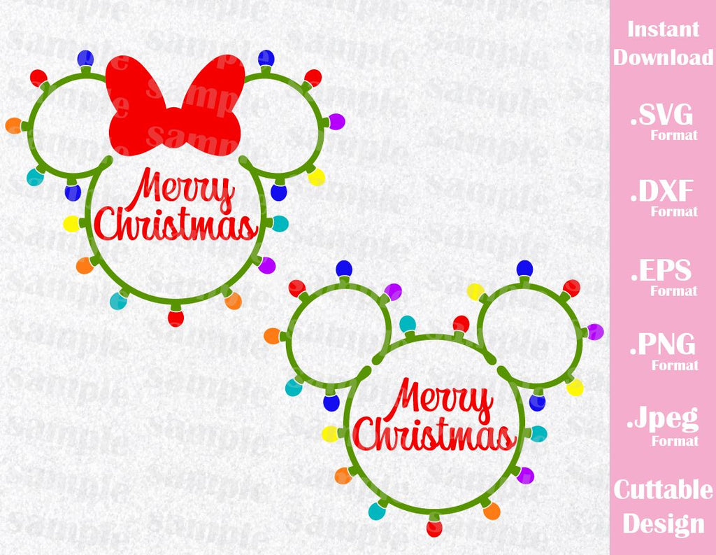Download Christmas Inspired Mickey and Minnie Ears Cutting File in SVG, ESP, DX - Ideas with love