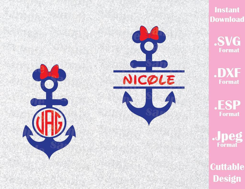 Inspired Anchor Minnie Monogram Cruise Cutting File in SVG ...