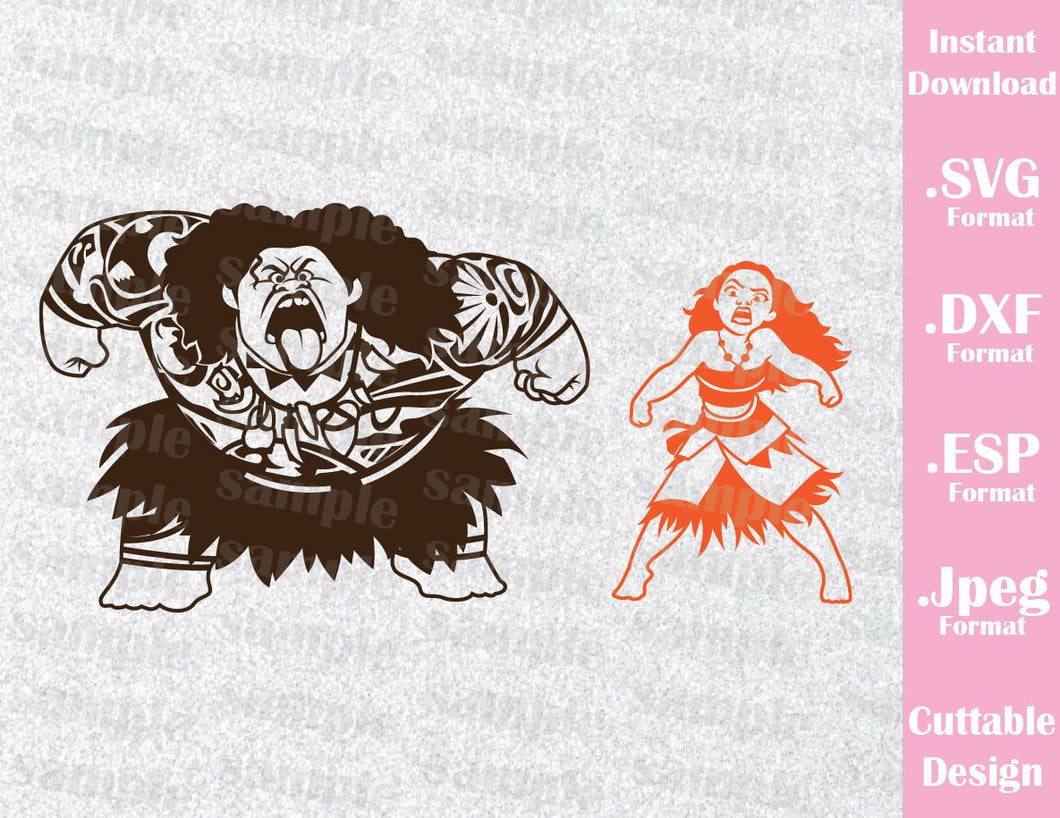 Download Princess Moana and Maui Inspired Cutting File in SVG, ESP ...