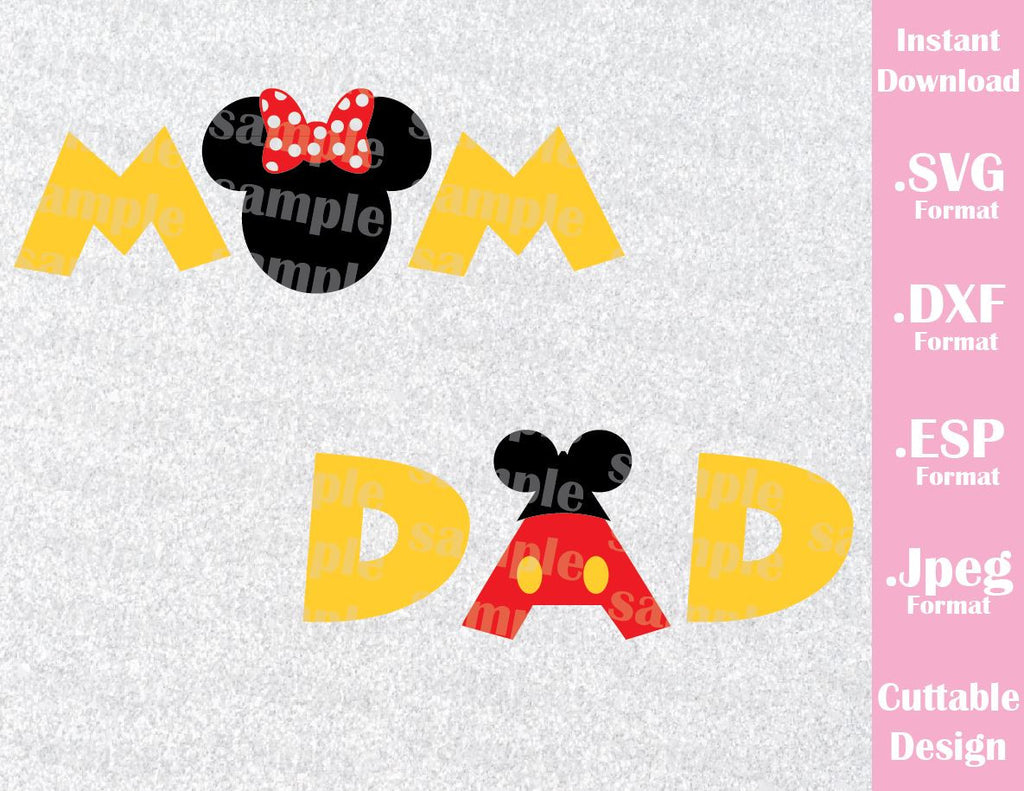 Download Mickey and Minnie Mom and Dad Couple Inspired Cutting File ...