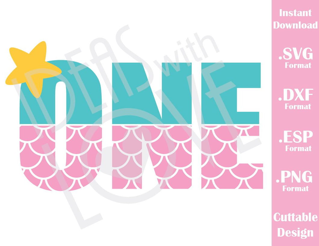 Download Birthday Mermaid One Little Girl Cutting File In Svg Esp Dxf And Png Ideas With Love