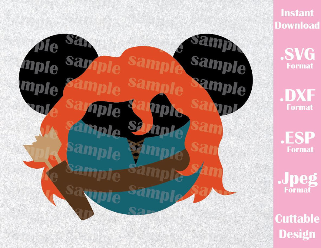 Download Princess Merida Mickey Ears Brave Inspired Cutting File in ...