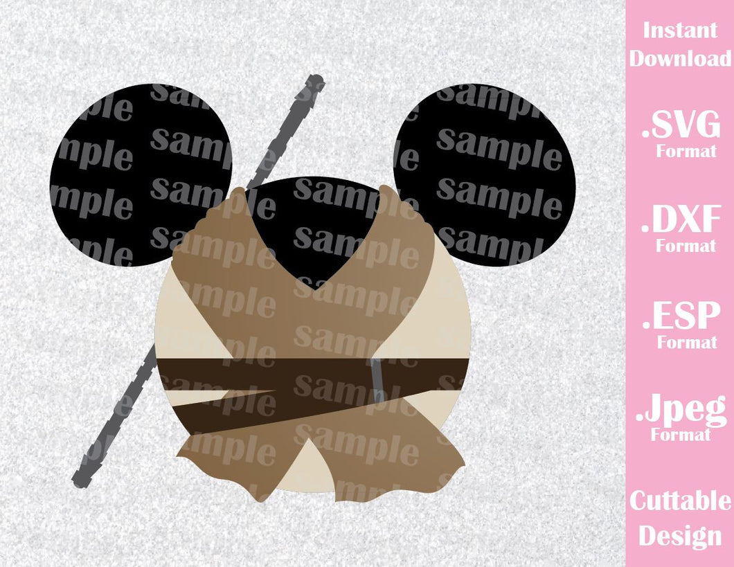 Rey Mickey Ears Star Wars Inspired Cutting File in SVG, ESP, DXF and J