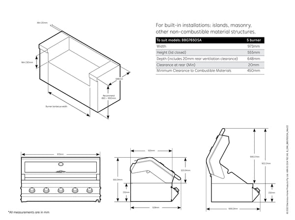 Beefeater 7000 Series Classic 5 Burner BBQ Built-in