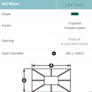 Wall Mount 300cm Rectangular O'Bravia Fabric Shelta Umbrella