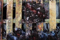 hanoux ice dying bandanas dye on snow and wood pallets