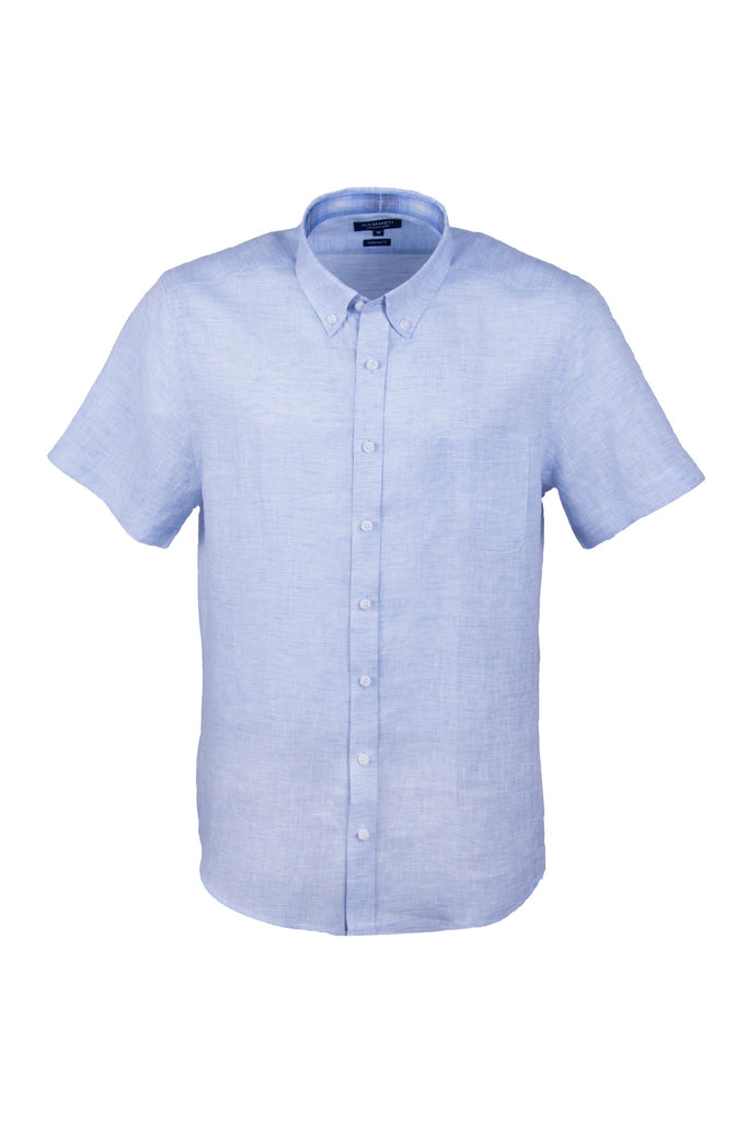 Mens Linen Shirts| Short Sleeve, Sky blue button down shirt – Hammett ...