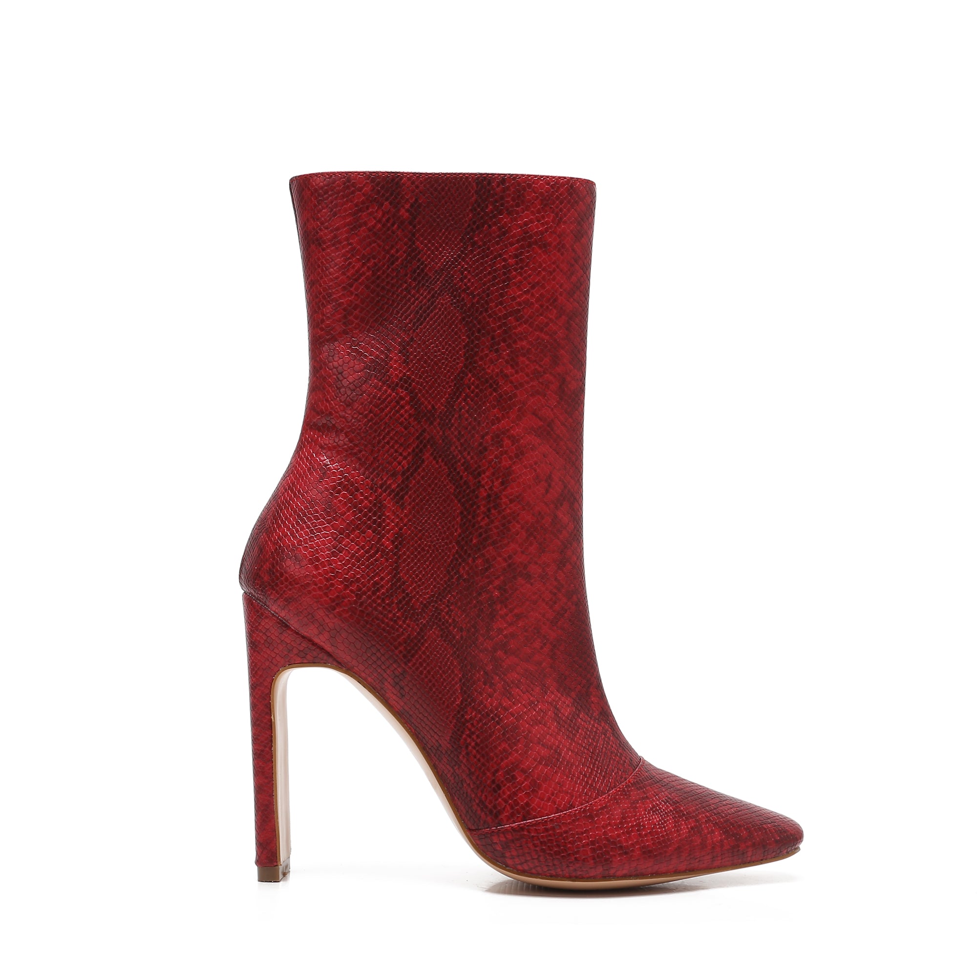 red snake print booties