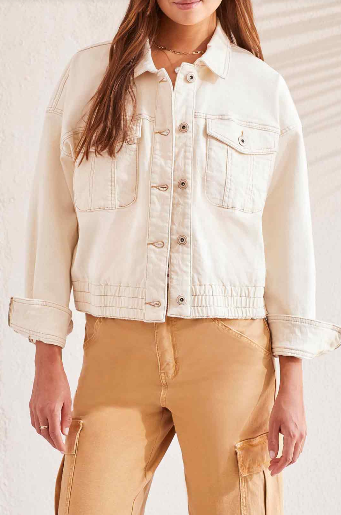 Casual Jacket w/ Elastic Waist