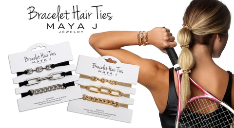 Maya J Jewelry takes two things we love to wear on our wrists, hair ties and trendy bracelets, and combines them into one fashionable jewelry accessory - Bracelet Hair Ties! They’re a must-have, perfect for the upcoming holidays and the ideal stocking stu