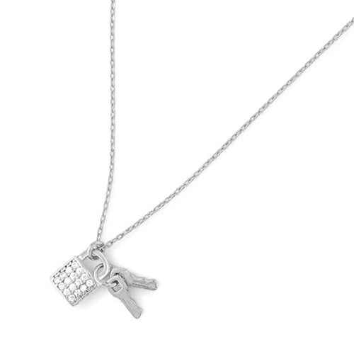 Lock and Key Necklace - CZPB5011Y CZPB5011W