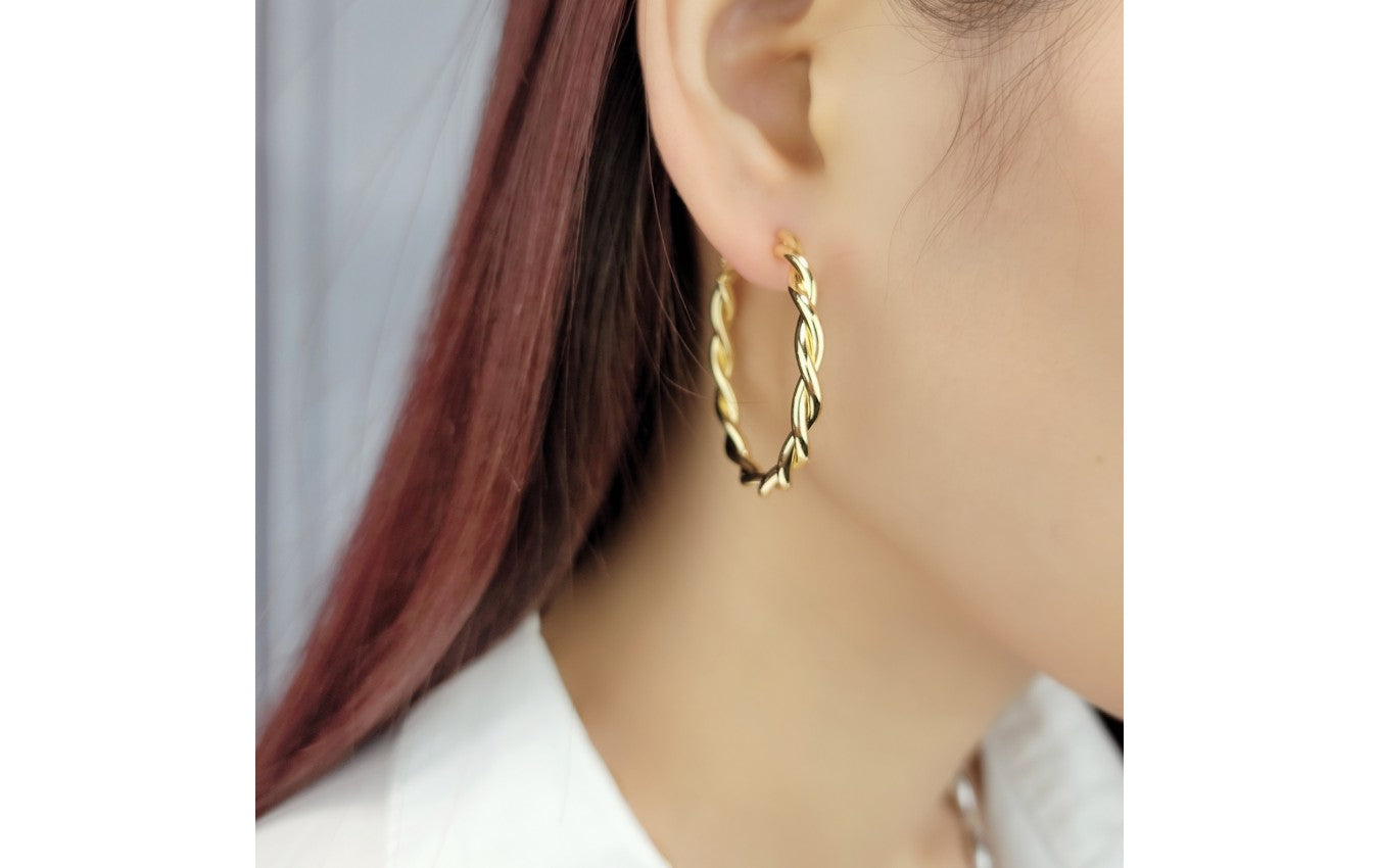 Double Twist Earrings - CZEB404Y CZEB404W