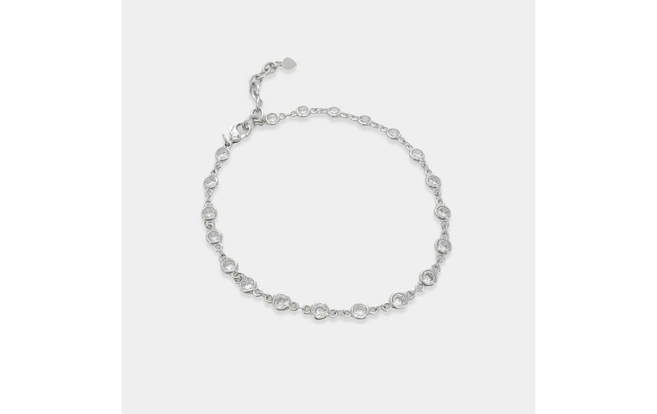 CZ Bezel Chain Anklet - CZAKB1001Y  CZAKB1001W