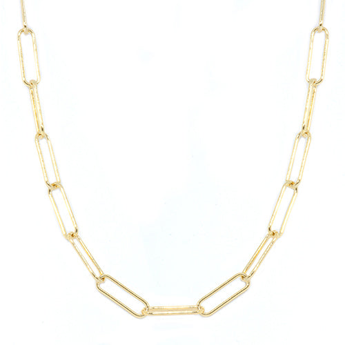 14K Gold Large Paper Clip Chain Necklace 14K White Gold / 18'' +$70.00