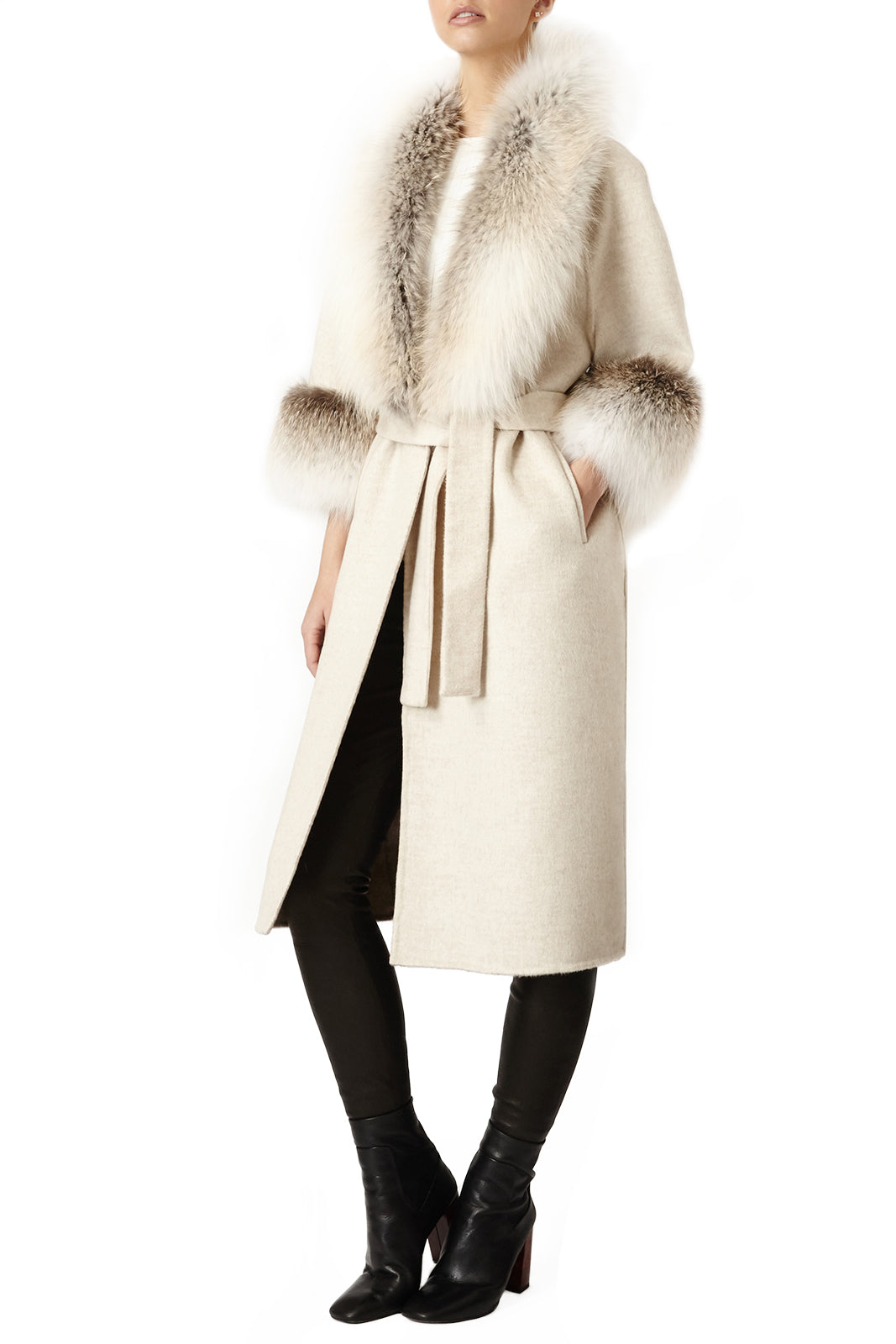 detachable fur collar and cuffs