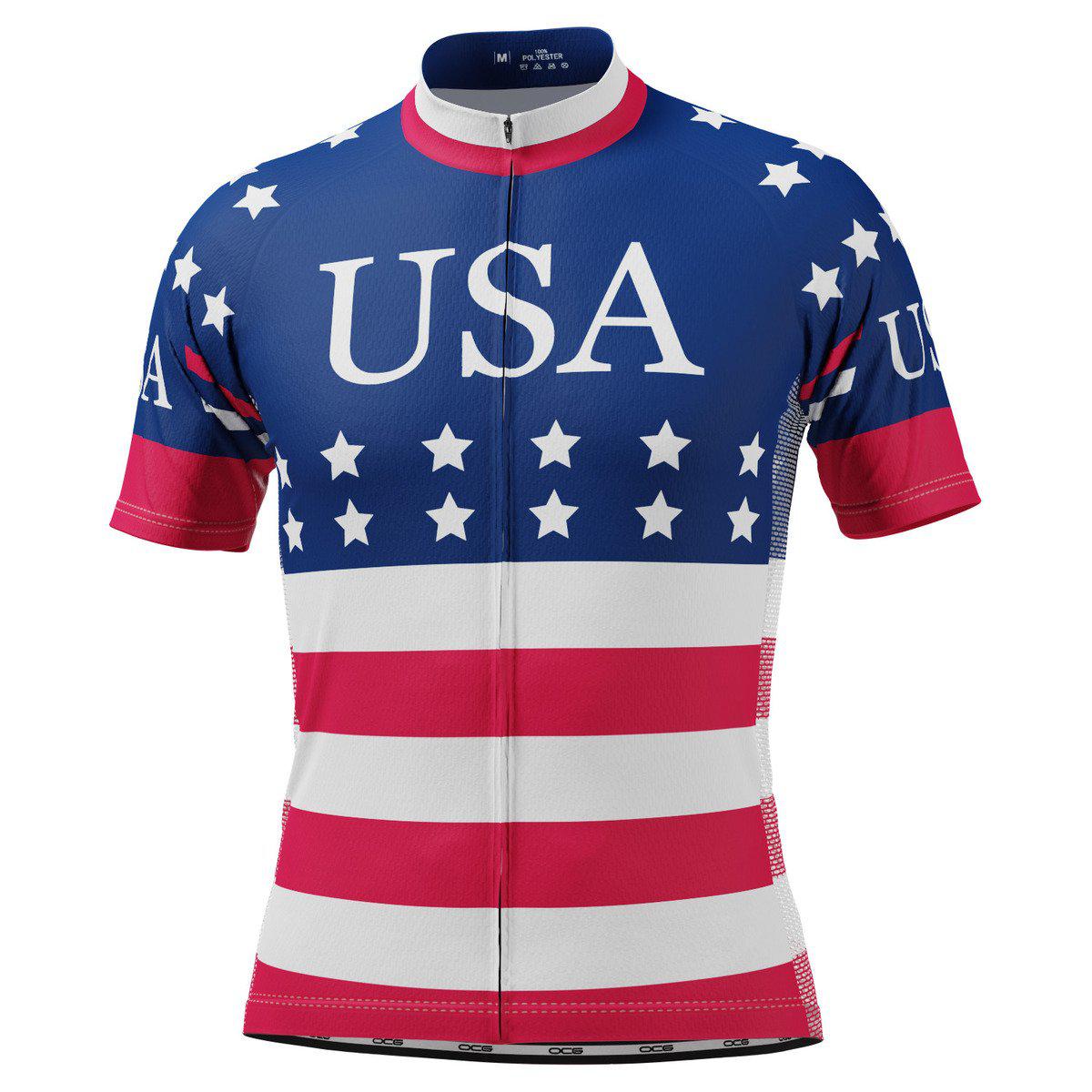 Men's American Stars and Stripes Short Sleeve Cycling Jersey only ...