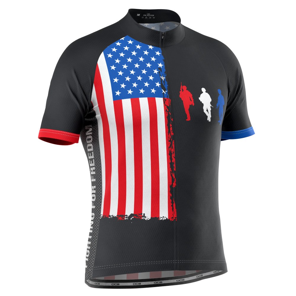 Men's Fight For Freedom USA Flag Short Sleeve Cycling Jersey only ...