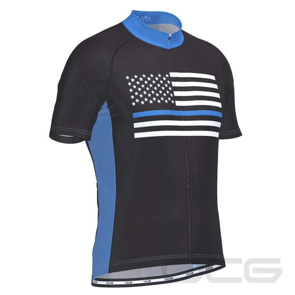 Men's Blue American Flag Short Sleeve Cycling Jersey – Online Cycling Gear