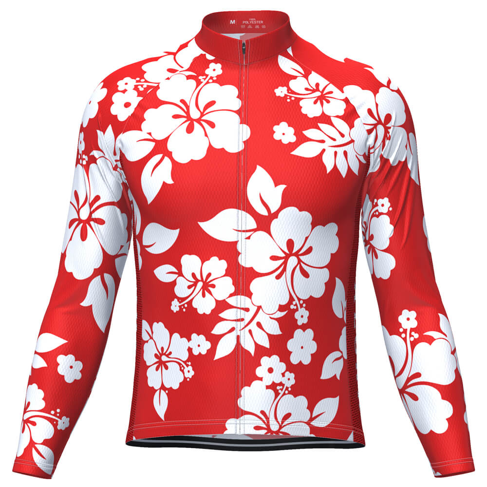 Men's Hawaiian Shirt Aloha Floral Long Sleeve Cycling Jersey – Online ...
