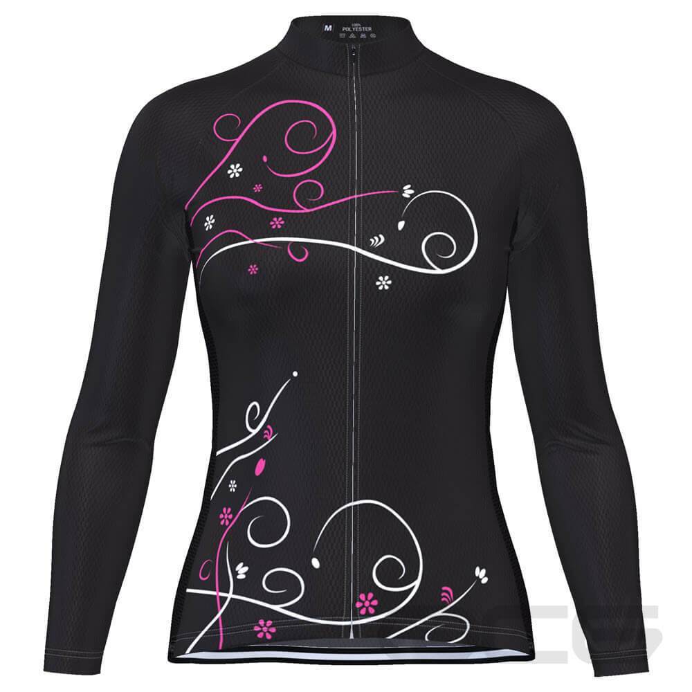 Download Women's Floral Swirl Long Sleeve Cycling Jersey - Online ...