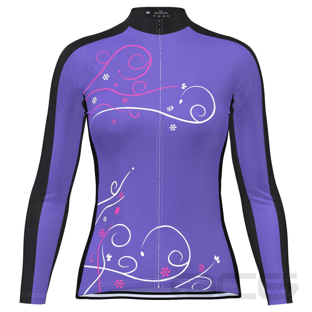 Download Women's Floral Swirl Long Sleeve Cycling Jersey - Online ...