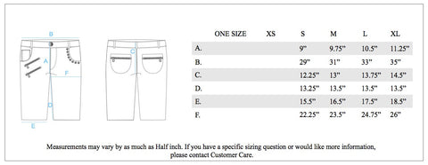 White Rock Size Chart