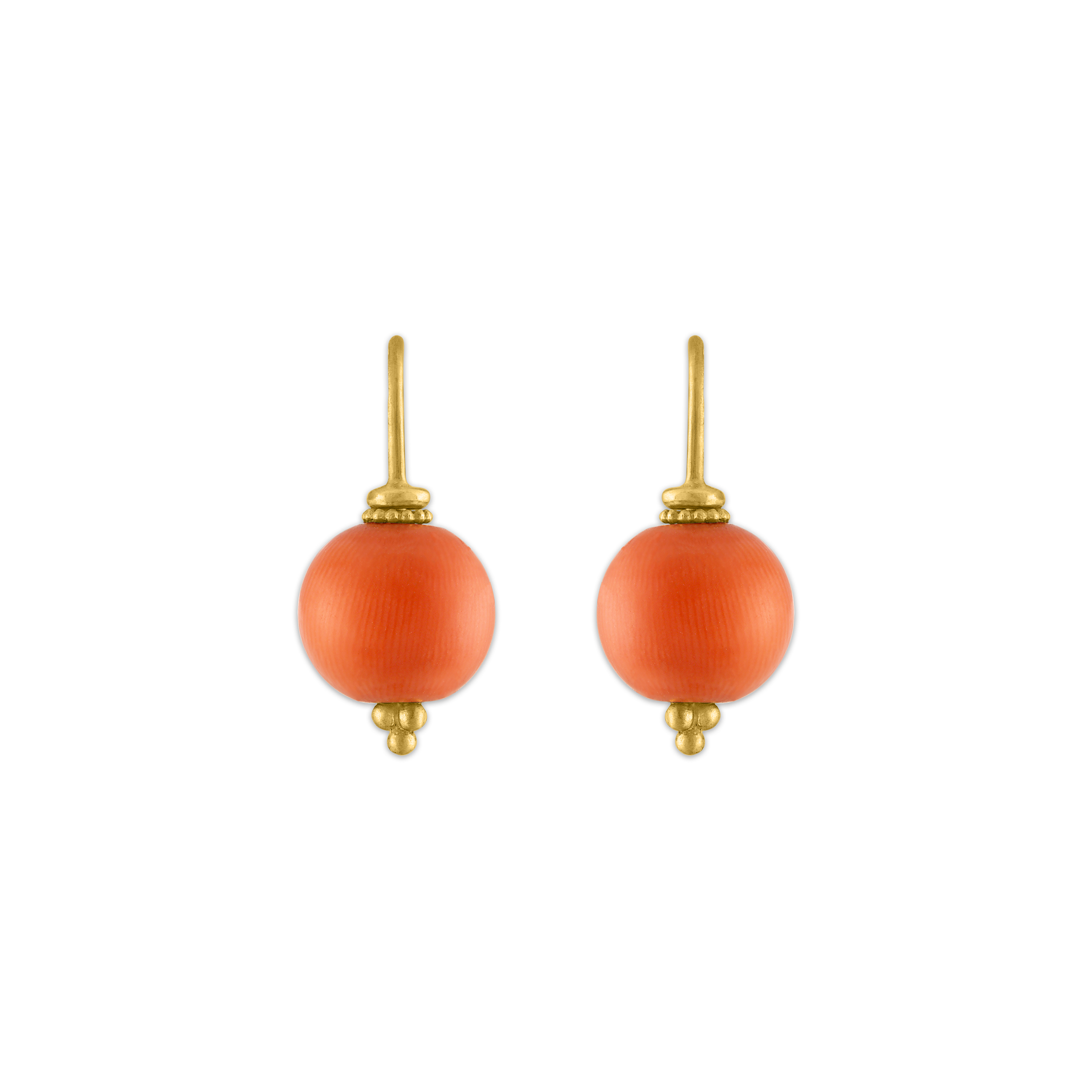 Gorgeous Vintage Coral Bead Screw-Back Earrings Yellow Gold
