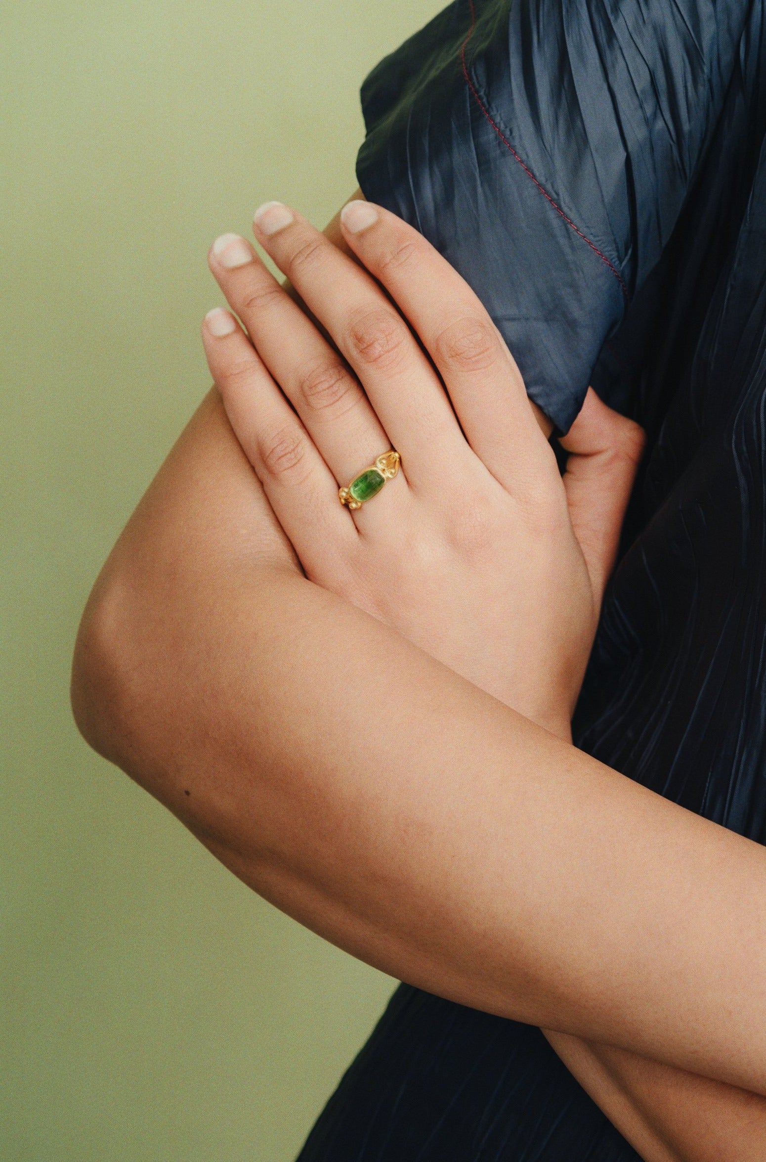 Green Tourmaline Herma Ring