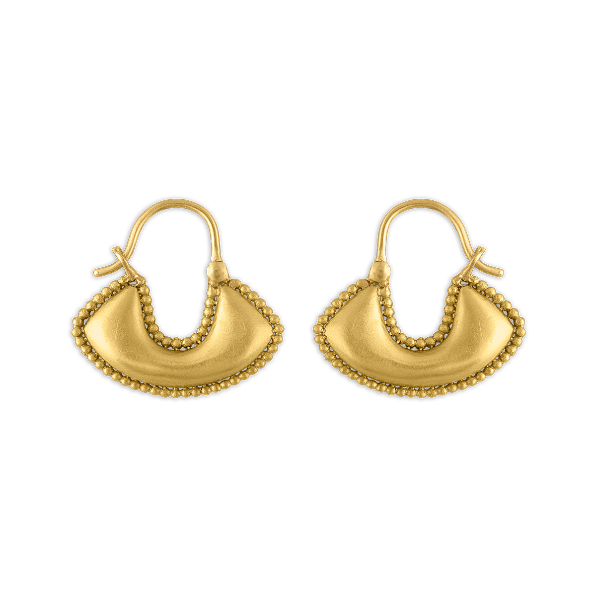 Small Granulated Boat-Shaped Hoop Earrings