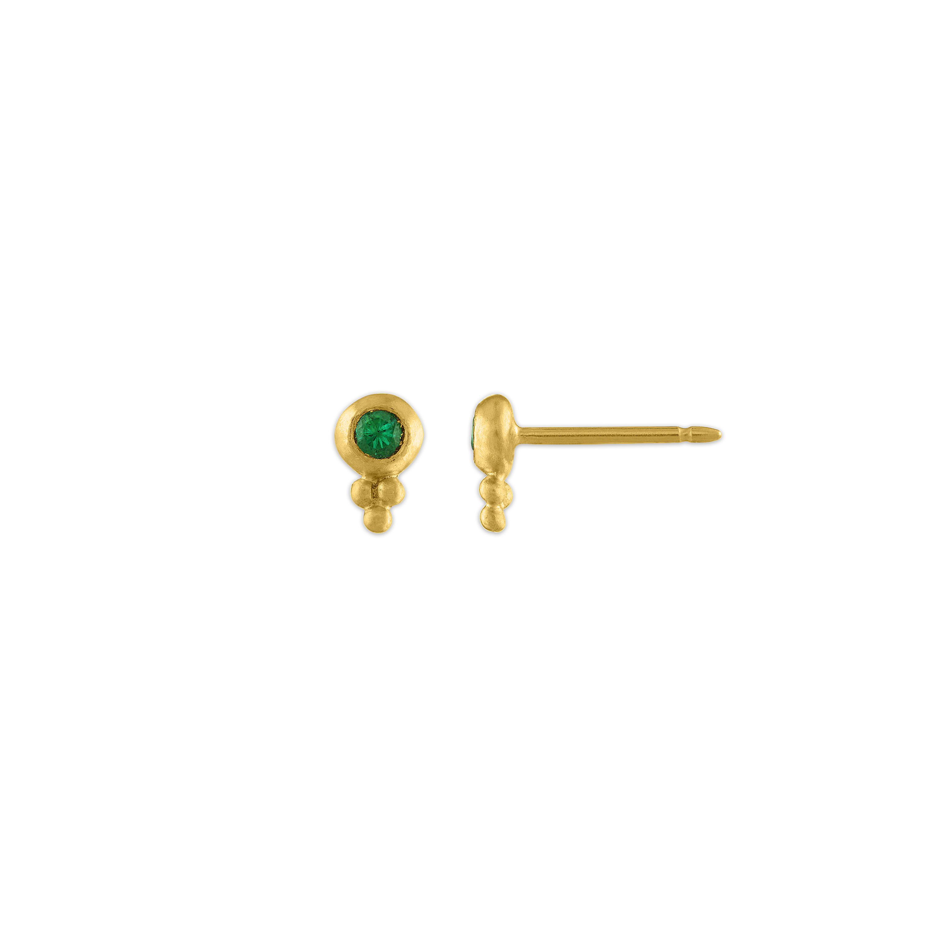 Small Emerald Lentil-Shaped Bulla Earrings