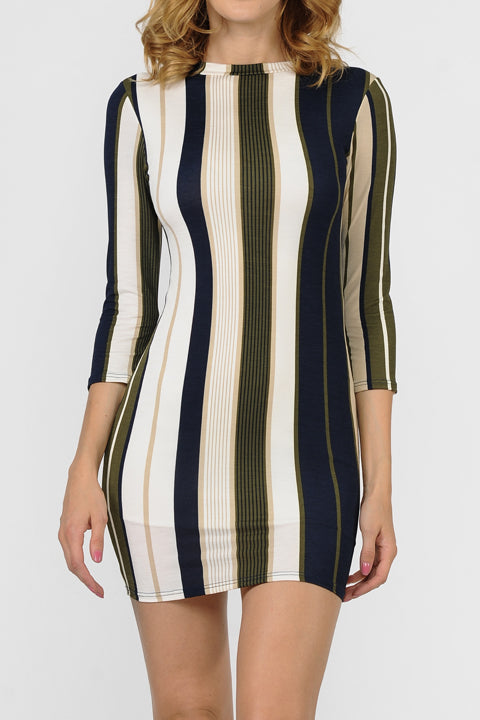 vertical striped bodycon dress